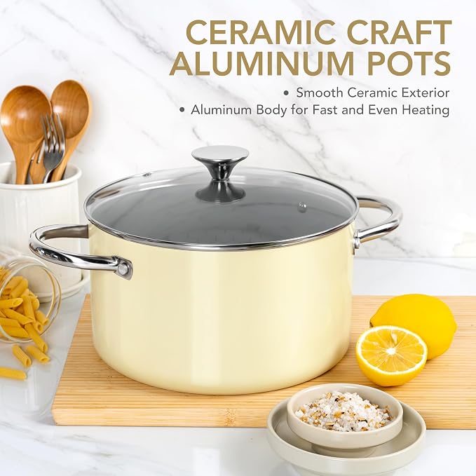 MICHELANGELO Stock Pot with Lid, 6 Quart Soup Pot with Ceramic Coating - Image 3