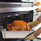 TeamFar Stainless Steel Roasting Pan, 16 Inch Large Turkey Roaster Lasagna Pan - Image 4