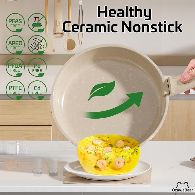 23 Pcs Pots and Pans Set Non Stick, Ceramic Cookware Set Non Toxic - Image 3