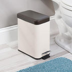 mDesign Small Modern 1.3 Gallon Rectangle Metal Lidded Step Trash Can, Compact - Image 3