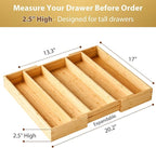 Umilife Expandable Kitchen Drawer Organizer, 2.5" High Bamboo Utensils - Image 2
