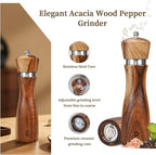 2 Pack Acacia Wood Salt and Pepper Grinder Set, Wooden Salt and Pepper Mill Set - Image 4