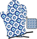 Blue Evil Eyes Oven Mitts and Pot Holders Sets of 3 Funny Hot Pads Heat - Image 2