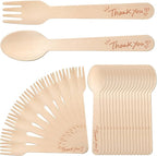 LemonRoad 200 Pcs Thank You Disposable Wooden Cutlery Set Bamboo Utensils 100 by Unknown