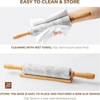 Marble Rolling Pin with Non-Stick Silicone Mat & Wood Base, 16.9-Inch Heavy - Image 6