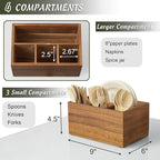 DRASTAR Utensil Caddy, Acacia Wood Silverware Holder, Cutlery Storage Containers - Image 3