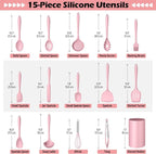 Homikit 15-Piece Kitchen Utensil Set, Silicone Cooking Utensils Spatula Set - Image 2