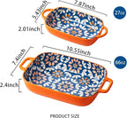 ONCCI Ceramic Baking Dish Set, 2-Piece Hand-painted Porcelain Rectangular - Image 2
