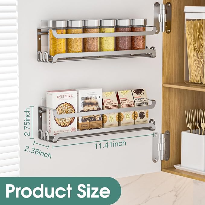 LUCYCAZ 2 Pack Wall Mounted Spice Rack - Image 2