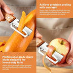 3 Pcs Multifunctional Vegetable Peeler, Wooden Handle, Stainless Steel Blade - Image 3
