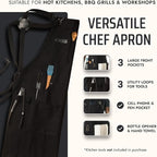 Asaya Chef and BBQ Apron with Bottle Opener and Hand Towel - 10oz Cotton Canvas - Image 2