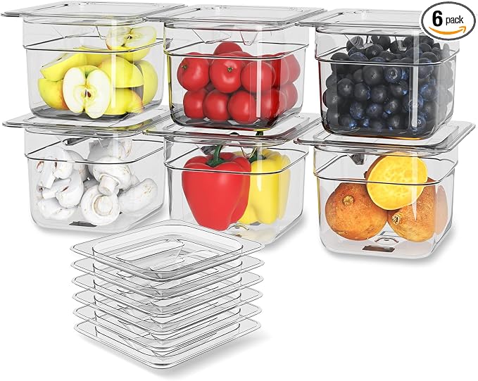 Plastic Clear Food Pan 1/6 Size Stackable Polycarbonate Pan by HNEDSEN