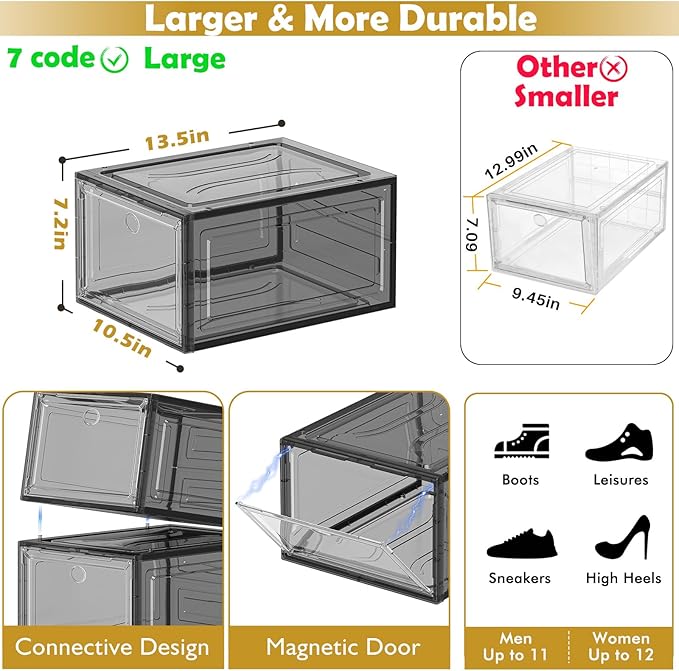 7 code Thicken & Sturdy Clear Shoe Storage Organizer - Image 3