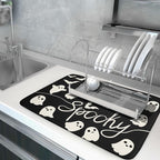 Halloween Dish Drying Mat for Kitchen Counter 18x24 Cute Ghost Black Spooky - Image 5