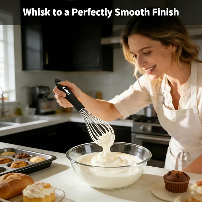 Anaeat Stainless Steel Kitchen Whisk Set of 5, Milk and Egg Beater Blender - Image 2