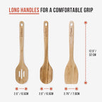 Chef Pomodoro Bamboo Cooking Utensils 3-Piece Set, Large 12.5-Inch Wooden - Image 2
