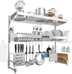 Over The Sink Dish Drying Rack, 3 Tier Adjustable Length Full Stainless Steel - Image 6