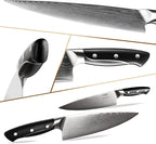 18 Pieces Damascus Kitchen Knife Set, 8 Piece Steak Knives, Non-slip ABS - Image 5