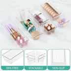 WOWBOX 6 Pack Clear Drawer Organizer Set, Acrylic Drawer Storage Trays - Image 3