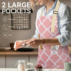 2 Pieces Aprons for Women with Pockets, Cotton Linen Waterproof Kitchen Cooking - Image 6