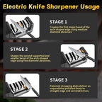 Electric Knife Sharpener for Kitchen – Professional 3-Stage 100% Diamond System - Image 5