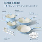 SENSARTE Nonstick Ceramic Cookware Set Large 13-Piece, Healthy Pots and Pans - Image 5