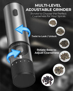 Electric Salt and Pepper Grinder Set, USB Rechargeable Salt and Pepper Shaker - Image 4