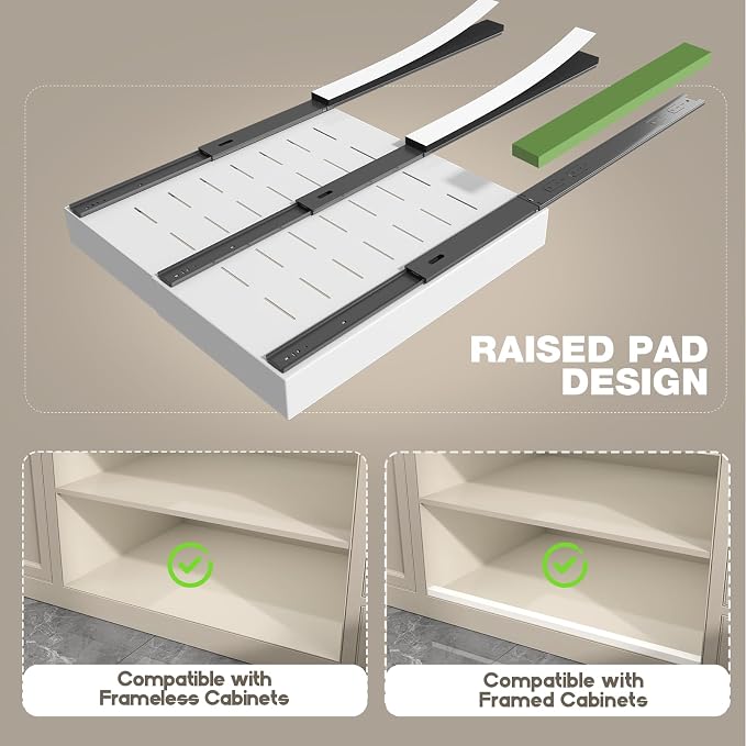 Seinloes 6 Pack Pull Out Cabinet Organizer 21" Deep, Full Extension 3 Slide - Image 2