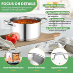 TeamFar Stainless Steel Stock Pot, 4-quart Tri-ply Base Stockpot Cooking Pasta - Image 5