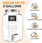 2 Gallon Large Glass Drink Dispenser Set, Beverage Dispensers - Image 4
