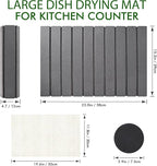 Oxydrily Stone Dish Drying Mat for Kitchen Counter, Large Dark Gray Foldable - Image 5