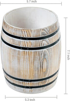 MyGift Wine Barrel Design Kitchen Utensil Holder Crock, Vintage White Washed - Image 5