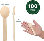LotFancy Mini Wooden Spoons, 4 inch Length, Disposable Tasting Sampling Spoons - Image 2