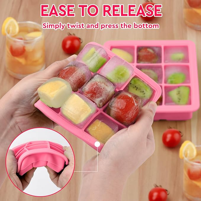 Silicone Ice Cube Tray with Lid, 9x1.3 inch, Small Ice Cube Trays - Image 4