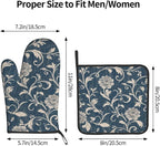 Navy Blue Oven Mitts and Pot Holders Vintage Floral Kitchen Accessories Set of - Image 3