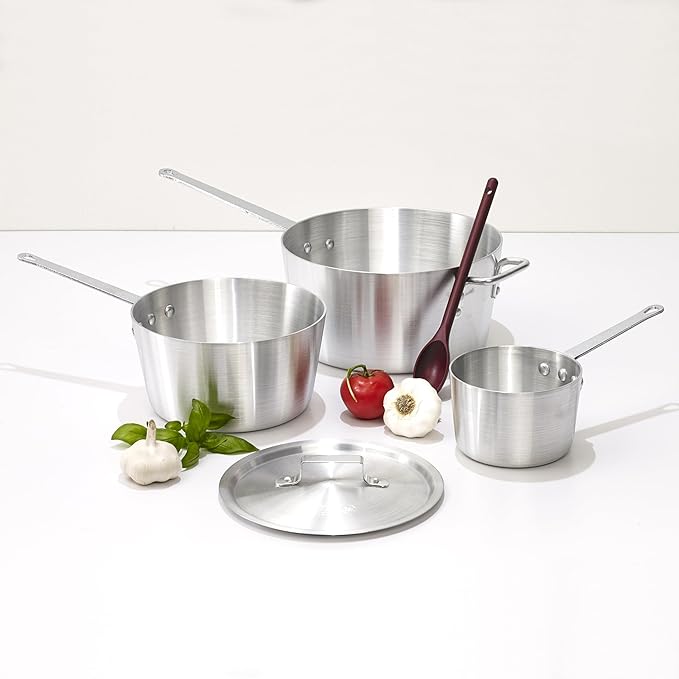 Winco Heavy-Duty Aluminum Tapered Sauce Pan, 5 Quart - Image 8