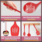 Silicone Kitchen Utensils Set, E-far 23 Pcs Red Cooking Utensils Tools - Image 2