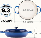 3 Quart Enameled Cast Iron Braiser, Non Stick Enameled Cast Iron Skillet - Image 4