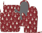 Christmas Oven Mitts and Pot Holders Set by Unknown