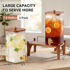 2 Pack 1.5 Gallon Square Glass Drink Dispenser - Image 2