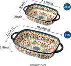 Baking Dish Ceramic Baking Pan Blue Casserole Dish Rectangular Baking Set 2pcs - Image 2