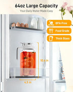 64 oz Glass Pitcher with Lid, Large Wide Mouth Mason Jar with Pour Spout - Image 2