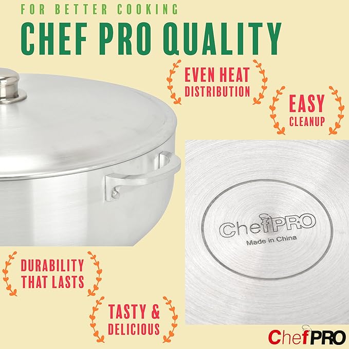 ALUMINUM CALDERO STOCK POT by Chef Pro, Durable Aluminum, Superior Cooking - Image 4
