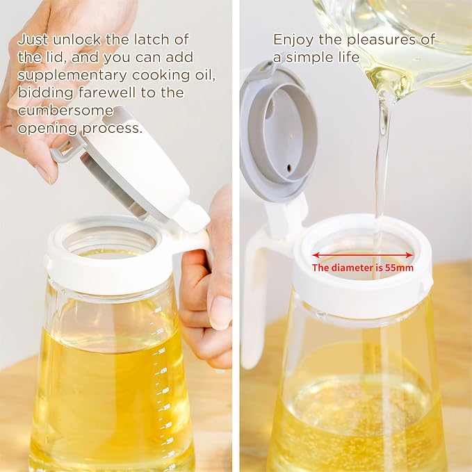 Auto Flip Glass Olive Oil Dispenser Bottle - 22oz Clear Cruet - Image 2