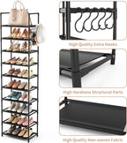 LANTEFUL 10 Tiers Tall Shoe Rack 20-25 Pairs Boots Organizer Storage Sturdy - Image 4