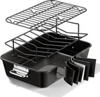 Turkey Roasting Pan with Rack Non stick Carbon Steel Roaster 16x11 Inch by Unknown
