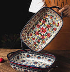 Red Daisy Flower Vintage Style Ceramic Bakeware Casserole Dish Baking Pan - Image 5