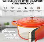 TeamFar Enameled Cast Iron Dutch Oven, 6QT Nonstick Dutch Oven Pot - Image 4