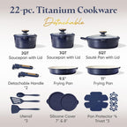 CAROTE 22Pcs Titanium Cookware Set, Pots and Pans Set Non Stick, Kitchen - Image 2