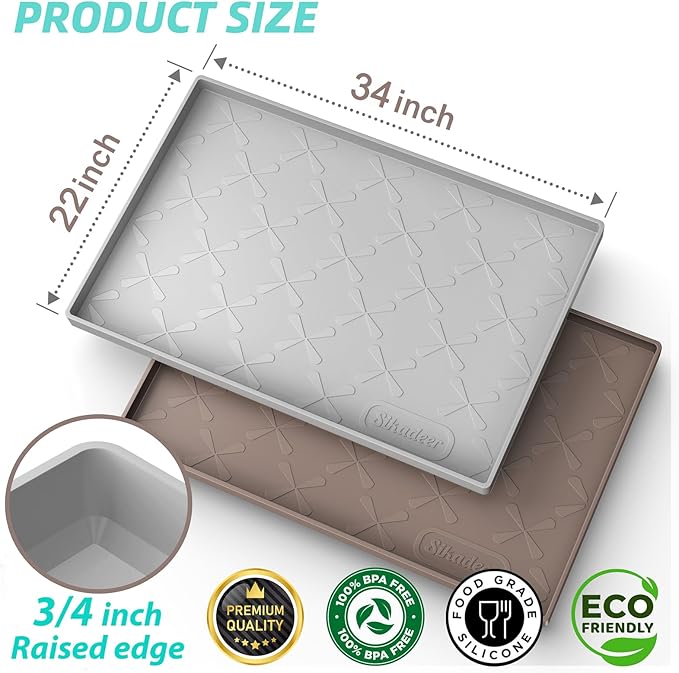 SIKADEER Under Sink Mat Waterproof 34" x 22", Silicone Mat Kitchen Drawer Shelf - Image 2